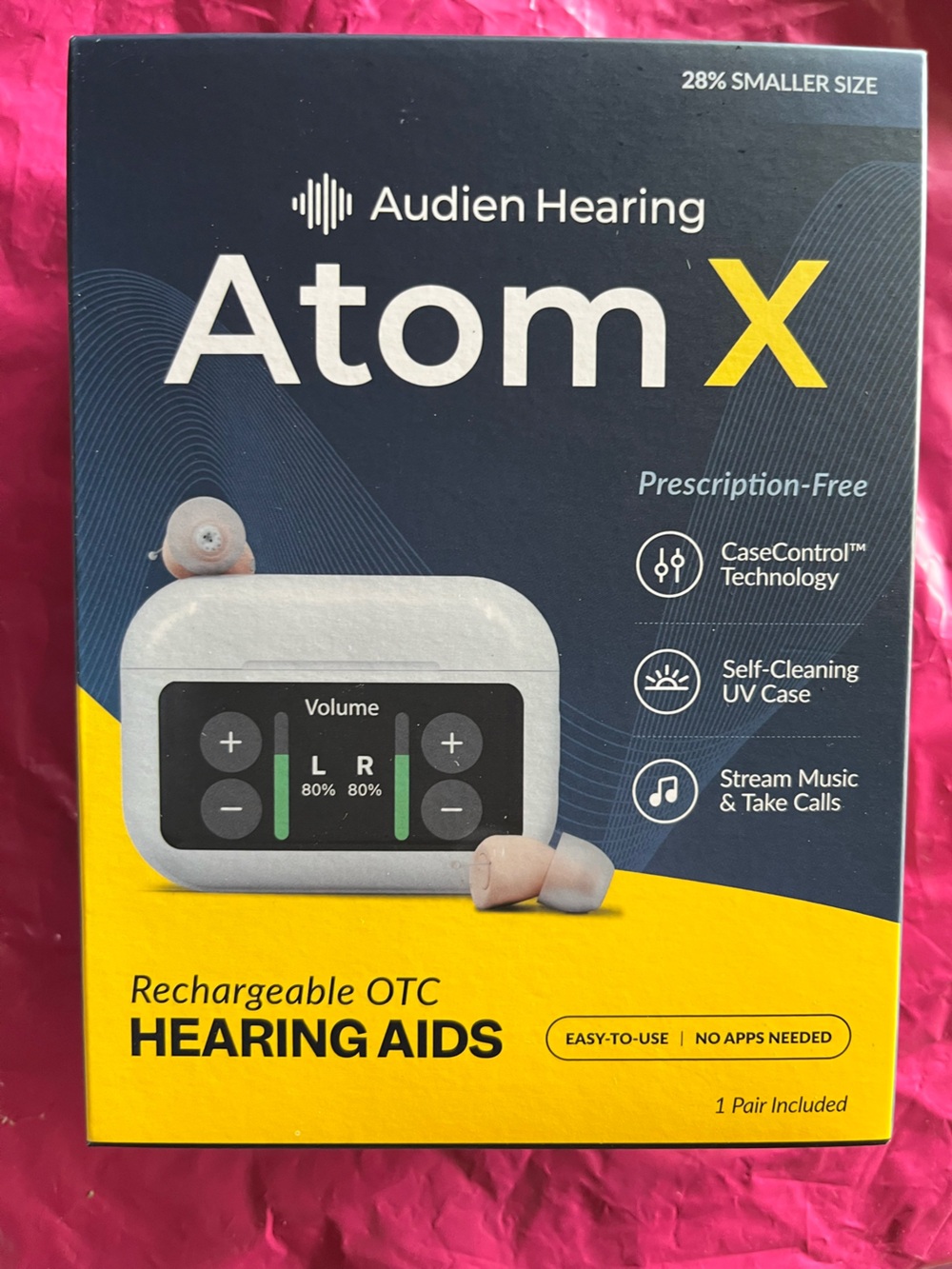 Atom X Rechargeable OTC Hearing Aids in Beige